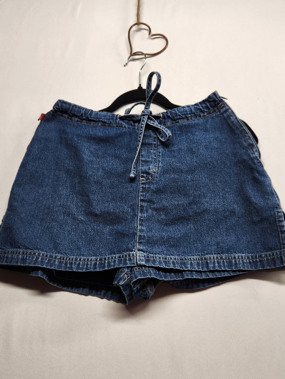 ⭐️Vintage Vintage Blue Denim Skort Y2K 90s Drawstring Jean Skirt Shorts Sz 5